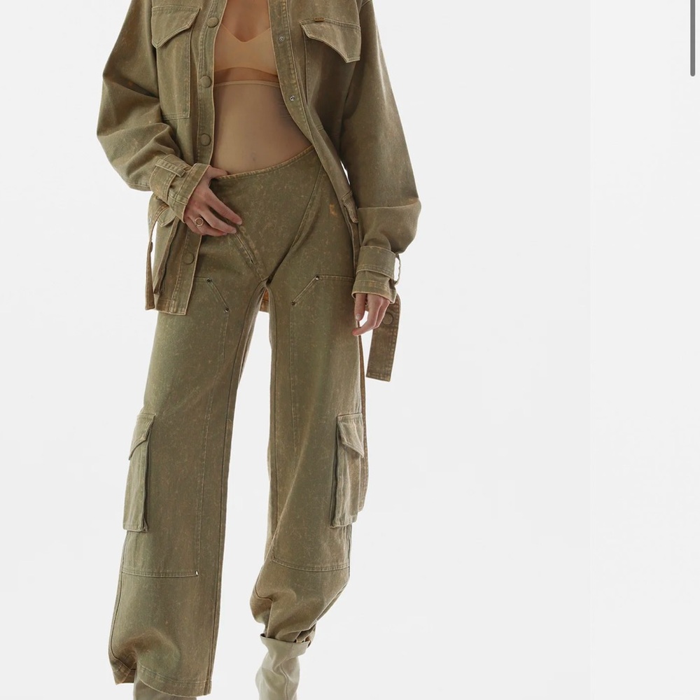 RUVE Olive Green Cargo Pants with side zipper